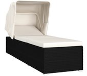 Tumbona de jardín | tumbona de exterior | silla con capota y cojín ratán sintético crema cfw601228