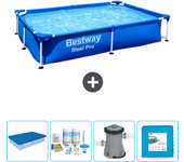 Paquete de piscina - bestway - rectángulo - 221x150x43 cm + accesorios cb2