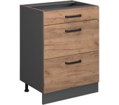 Vicco mueble bajo de cocina r-line, roble dorado, 60 cm con cajones, sin encimera