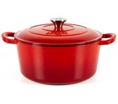 Lätt home - cocotte ovalada hierro fundido esmaltado rojo 26x12cm - olla 4,8 litros con tapa efecto lluvia - todo tipo de cocinas - cocción uniforme