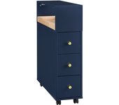 Armario de baño estrecho con ruedas estantería con 3 cajones y 1 bandeja extraíble azul 23 x 65 x 83 cm bzr195-b sobuy es
