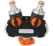 Divisor de manguera de 2 vías con válvula, accesorio adaptador de conector de grifo de riego de jardín