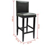 Juego de cuatro taburetes de bar de diseño, asiento de silla, cuero artificial negro, 1202063