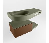 Mondiaz riva 100cm mueble bajo para con lavabo con repisa rust con 1 cajón. con lavabo dulcet izquierda 1 orificio army