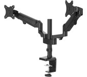 Hama | soporte monitores de 13 a 32 con 2 brazos (vesa 75x75-100x100, inclinación +45°/-45°, giro 180°, hasta 12kg, ajustable en altura) negro