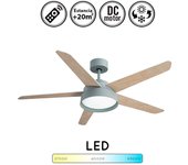 Ventilador de techo con luz silencioso dc con mando lebeche verde 132 cm invierno-verano color luz regulable
