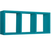 Estante rectangular de pared 3 compartimentos azul atolón mod. tristano