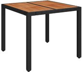 Mesa de jardín，mesa para exteriores，mesa de patio superficie de madera ratán pe negro 90x90x75 cm cfw55967
