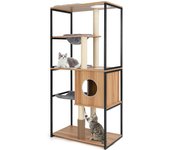 Costway árbol para gatos moderno, 160 cm con estructura metálica, percha superior acolchada, plataformas, hamaca para gatos, mueble para mascotas con