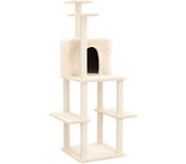 Rascador para gatos con postes de sisal color crema 144,5 cm