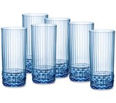 Pack de 6 vasos america 20's bormioli 49cl con relieve azul