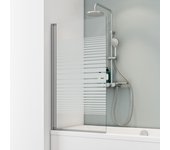 Schulte mampara de bañera plegable70 x 130 cm, biombo de bañera abatible, vidrio 5 mm, 1 hoja móvil, serigrafía, perfil de aluminio-plata