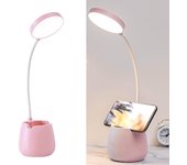 Lámpara de lectura recargable, lámpara de escritorio led para niños, 3 modos de color, atenuación continua, para estudiar y trabajar, rosa