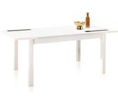 Mesa comedor, mesa de salón extensible, acabado en color blanco, medidas: 140-180 cm (largo) x 90 cm (ancho) x 75 cm (alto) – meyvaser