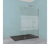 Mampara fija + abatible clear moving 88 cm + 35 cm con serigrafiado