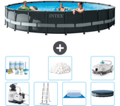 Paquete de piscina - intex - alrededor - 610x610x122 cm + accesorios cb45