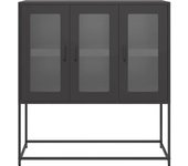Aparador | aparador de comedor | armario de cocina de acero laminado en frío negro 100,5x39x107 cm cfw51254