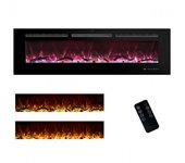 Chimenea eléctrica empotrada en pared mystflame galaxy 60, 13 colores de llama, troncos y cristales, termostato y pantalla táctil (152.4 cm)