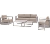 Hespéride - conjunto de muebles de jardín allure avena 5 plazas de aluminio y poliéster