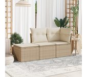 Juego de sofás de jardín con cojines beige 3 piezas | conjunto de jardín de ocio | set de comedor de jardín ratán pe cfw272077