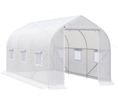 Invernadero de jardín outsunny metal, pe blanco 400x200x200 cm 845-497wt