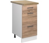 Vicco mueble bajo de cocina r-line, sonoma, 40 cm con cajones, et roble