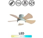Ventilador de techo con luz silencioso dc con mando gregorio blanco-haya 82 cm invierno-verano color luz regulable