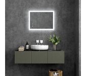 Espejo de baño led 70x50 cm, con función antivaho, botón táctil, 3 colores y estanqueidad ip44