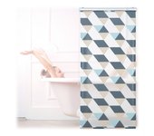Relaxdays cortina de baño enrollable estampado de triángulos, 6 tamaños, cortina de ducha, estor ventana, multicolor