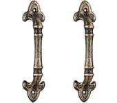 Relaxdays tiradores de muebles antiguos, 2 manijas puertas armarios y cajones, hierro fundido, 20cm, bronce