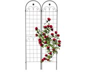 Relaxdays soportes para plantas, set de 2, 220 x 50 cm, metal, enrejado para enredaderas, autónomos, con estacas, negro