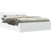 Cama matrimonial | cama para adultos | estructura cama con cabecero madera ingeniería blanco 135x190cm cfw75429