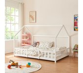 Cama para niños sisimiut forma de casa pino 120x200 cm blanco mate [en.casa]