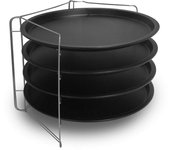 Formegolose ™, set di 4 stampi per pizza, 34 cm, in acciaio con doppio strato di rivestimento antiaderente, colore nero e 1 griglia