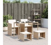 Set comedor de jardín 5 piezas | conjunto de jardín | muebles de jardín con cojines ratán sintético beige cfw106120