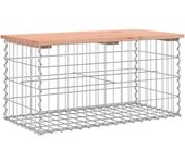 Banco jardín | banco de exterior | silla de jardín diseño gaviones madera abeto douglas 83x44x42 cm cfw501202
