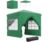 Carpa plegable outsunny metal, tela oxford verde oscuro 248x248x270 cm 84c-600v00dg
