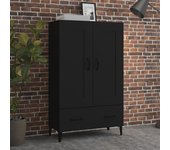 Aparador alto | aparador de comedor | armario de cocina de madera de ingeniería negro 70x31x115 cm cfw43141