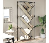 Estantería librería，armario de libros madera ingeniería y metal roble sonoma 79x30x180 cm cfw23308