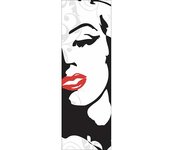 Pegatina de refrigerador y lavaplatos, dibujo de cara en blanco y negro de marilyn, labios rojos, 180 cm x 59.5 cm