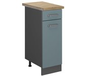 Vicco mueble bajo de cocina r-line, gris azulado, 30 cm , et roble