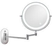 Espejo de aumento iluminado montado en la pared 5x, espejos de maquillaje espejo de baño de 7 pulgadas espejo de pared doble, giratorio 360° y extensi