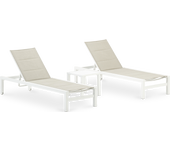 Conjunto de tumbonas rectas y mesita de jardín blanco - tokyo