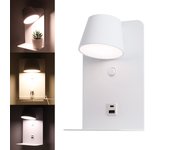 Aplique led orientable 6w con interruptor y carga usb y type c, 3000k-4000k-6000k, chips osram, driver kegu blanco