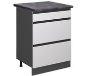 Vicco mueble bajo de cocina r-line, blanco, 60 cm con cajones, et antracita