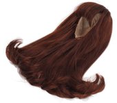 Peluca de cabeza de muñeca de juguete, tela de malla, flequillo romo, cabello largo falso para modelado de muñecas de simulación diy (castaño)