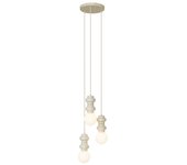 Lámpara colgante retro beige con cristal esmerilado de 3 luces - fedde
