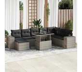 Conjunto de muebles de jardín vidaxl de 9 piezas con cojines grises de mimbre