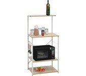Mueble microondas blanco y roble 60x39,6x123 cm