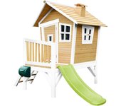Axi casa de juegos robin con tobogán verde claro | casa zanco en marron y blanco de madera fsc para niños | torre de juegos para el jardín